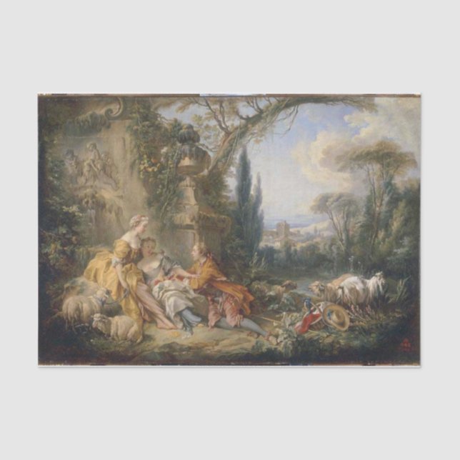 Papel De Seda Encantos de la vida de campo por Francois Boucher (Anverso)