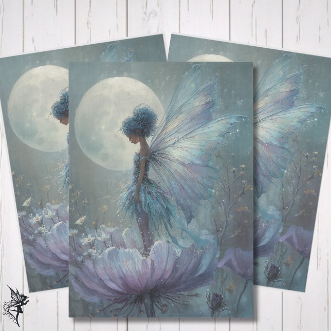 Papel De Seda Enchanted Blue Fairy Watercolor Fantasy Decoupage (Subido por el creador)