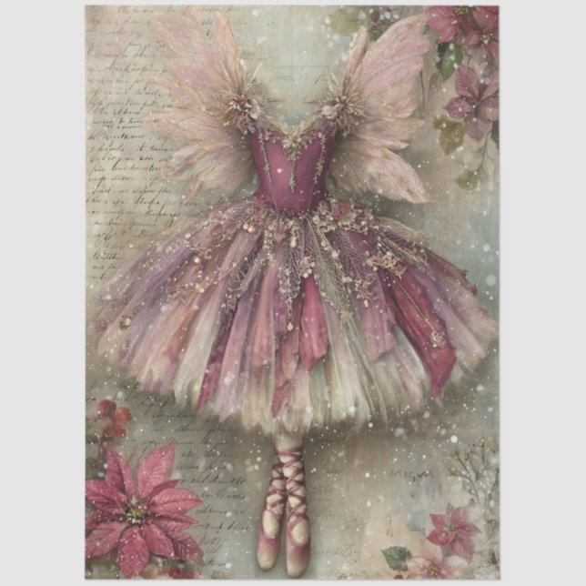Papel De Seda Enchanted Christmas Fairy Ballerina Art Decoupage (Anverso)