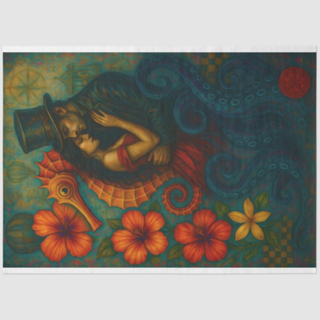 Papel De Seda Enchanted Embrace – Fantasy Steampunk Decoupage  (Anverso)