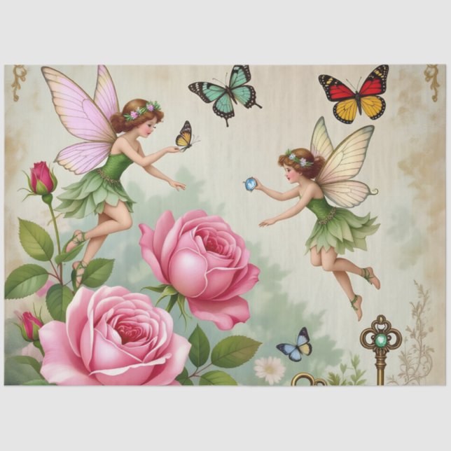 Papel De Seda Enchanted Flroral Fairies Garden (Anverso)