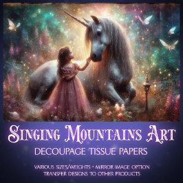 Papel De Seda Enchanted Forest Unicorn And Girl Decoupage 