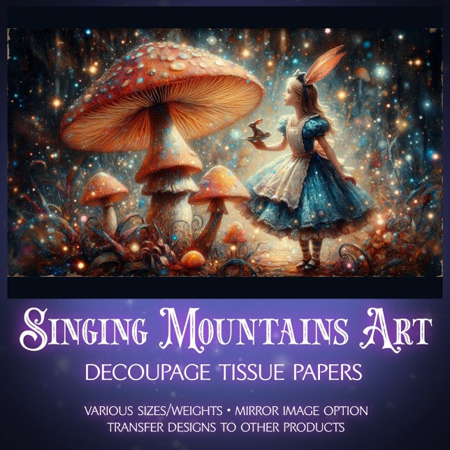 Papel De Seda Enchanted Mushroom Wonderland Alice Decoupage (Subido por el creador)