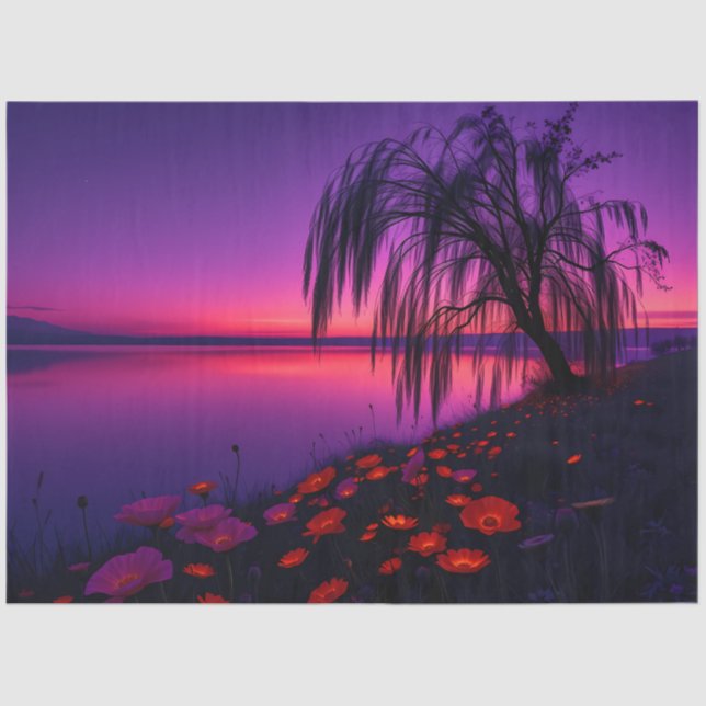 Papel De Seda Enchanted Purple Twilight Willow Decoupage Paper (Anverso)