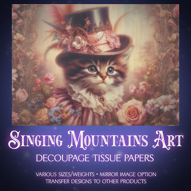 Papel De Seda Enchanted Roses and Victorian Cat Decoupage  (Subido por el creador)