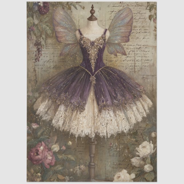 Papel De Seda Enchanted Sugar Plum Fairy Ballerina Art Decoupage (Anverso)
