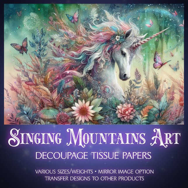 Papel De Seda Enchanted Woodland Unicorn Butterflies Decoupage  (Subido por el creador)