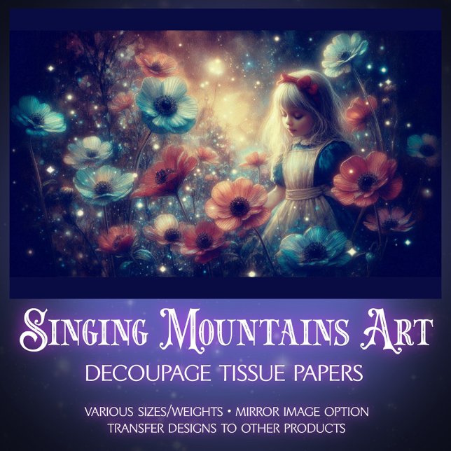 Papel De Seda Enchanting Night Garden With Alice Decoupage (Subido por el creador)