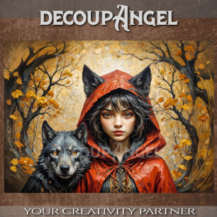 Papel De Seda Encuentro Encantado - Pequeño Rojo y Lobo Negro