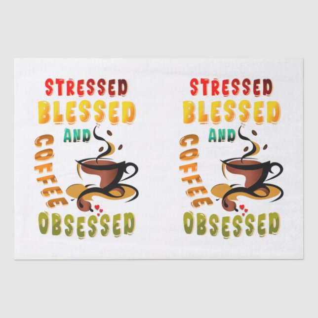 Papel De Seda Enfatizado Bendito Y Café Obsesionado (Anverso)