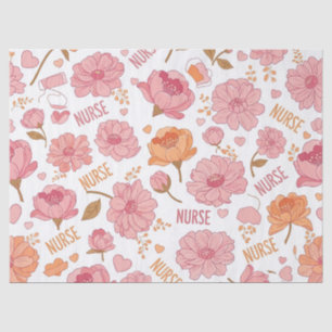 Papel De Seda Enfermera Colorida Patrón Floral (3)
