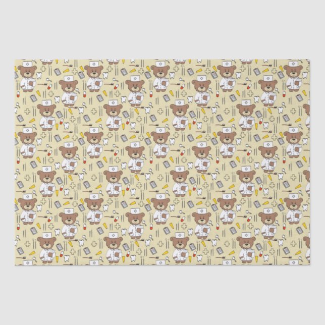 Papel De Seda Enfermera de osito de peluche  (Anverso)