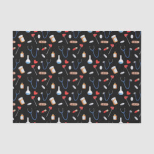 Papel De Seda Enfermera Patrón Negro Bonito Médico
