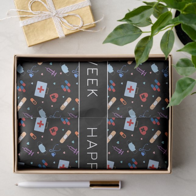 Papel De Seda Enfermero RN personalizado | Patrón médico Médica (Regalo )