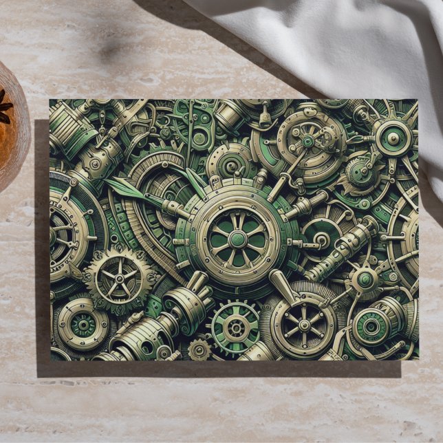 Papel De Seda Engranajes de reloj verde industrial steampunk (Subido por el creador)