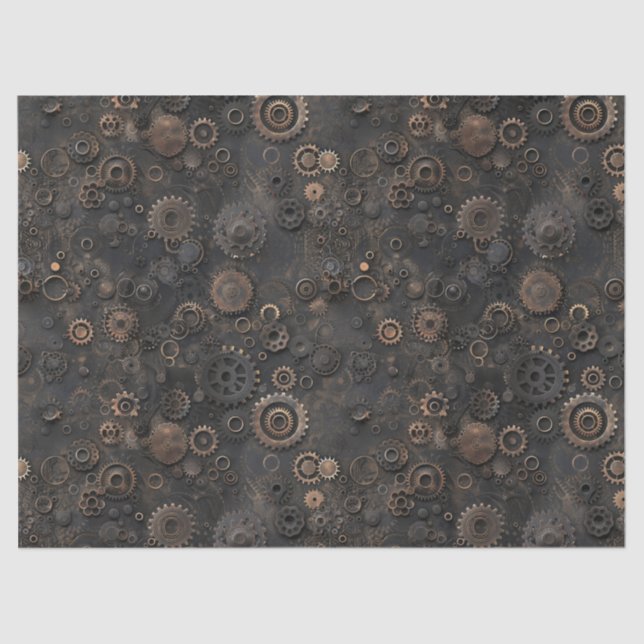 Papel De Seda Engranajes Steampunk, Patrón de Metal Oxidado para (Anverso)