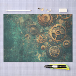 Papel De Seda Engranajes y mecanismo de reloj vintage steampunk