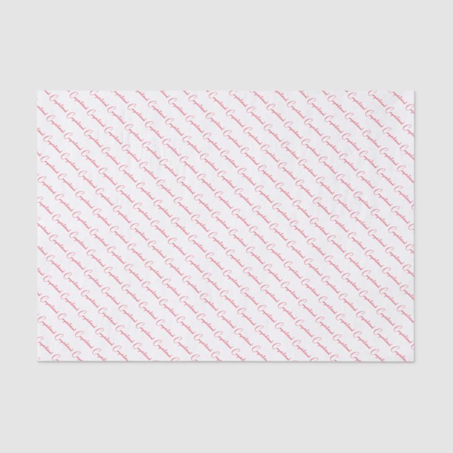 Papel De Seda Enhorabuena moda guión tipografía regalo (Anverso)