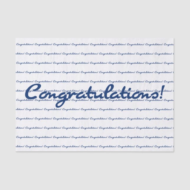 Papel De Seda ¡Enhorabuena! Patrón de repetición azul (Anverso)