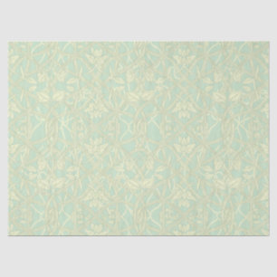 Papel De Seda Enrejado botánico Art Nouveau suave en azul menta