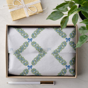 Papel De Seda Enrejado de Navidad con Lazo Azul
