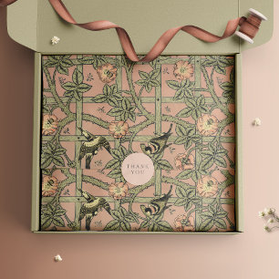 Papel De Seda Enrejado Pájaros William Morris Púrpura Floral Vin