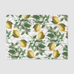Papel De Seda Envoltura de fruta con ramas de limón vintage
