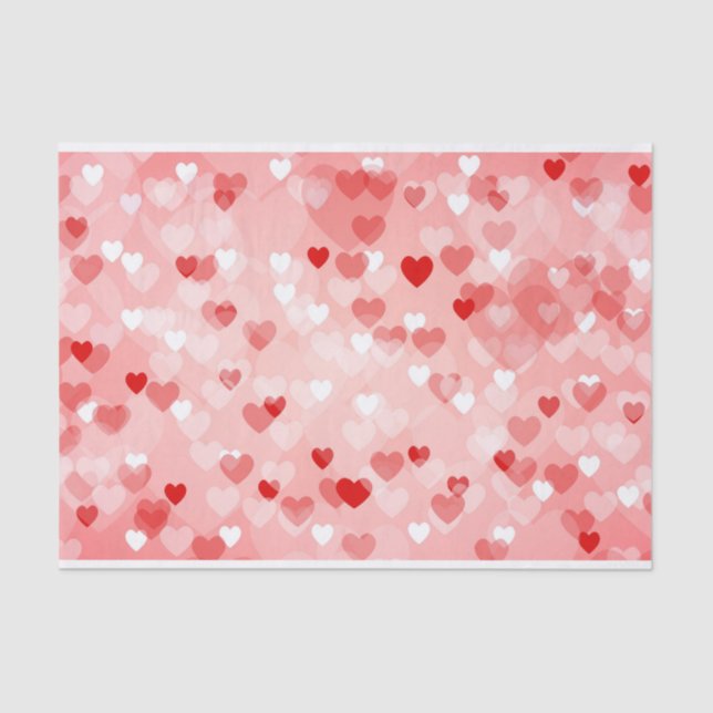 Papel De Seda Envoltura de tejidos de corazones rojos (Anverso)