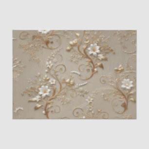 Papel De Seda Envoltura de tejidos de tonos blancos y florales d