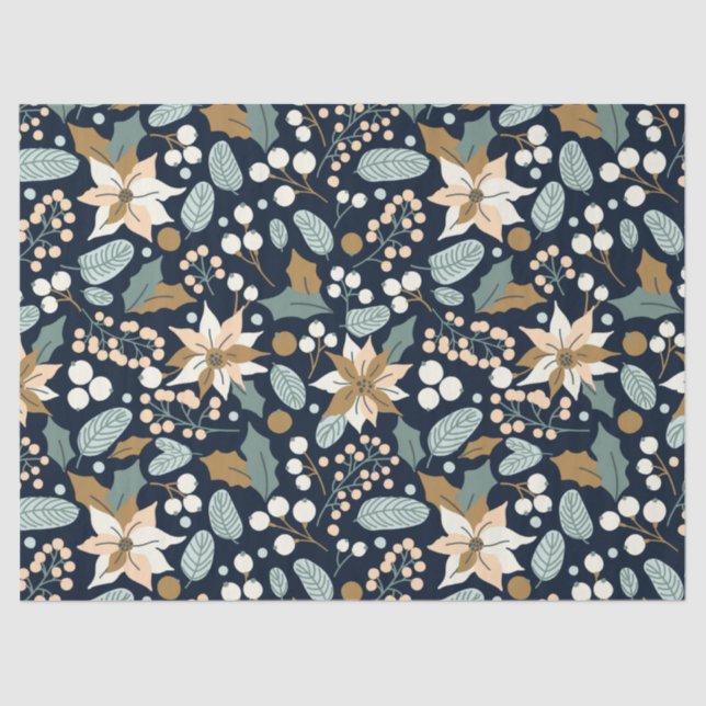 Papel De Seda Envoltura de vacaciones de invierno de fondo negro (Anverso)