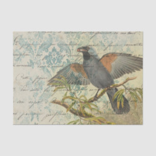 Papel De Seda Ephemera Damask Bird