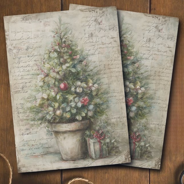 Papel De Seda Ephemera de Decoupage de Maceta de Árbol de Navida (Subido por el creador)