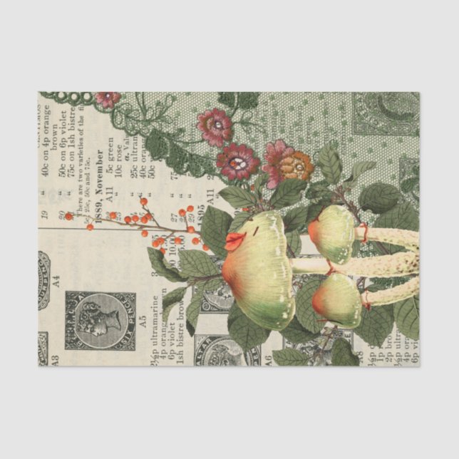 Papel De Seda Ephemera de hongos vendimios (Anverso)