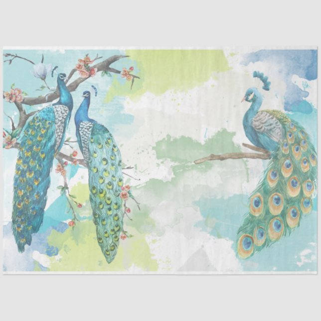 Papel De Seda Ephemera de pavo real 2 (Anverso)