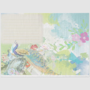 Papel De Seda Ephemera de pavo real 4