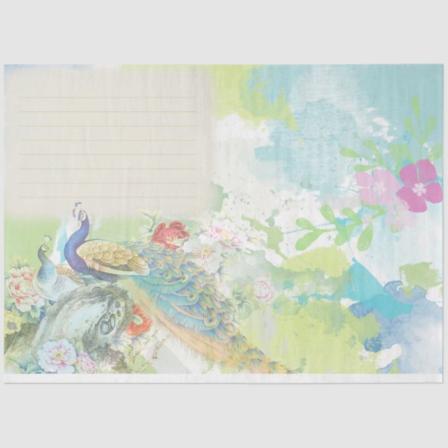 Papel De Seda Ephemera de pavo real 4 (Anverso)