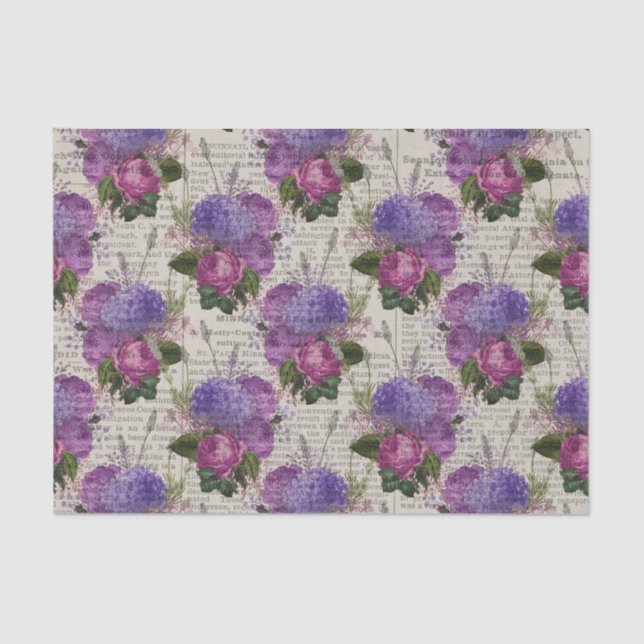 Papel De Seda Ephemera floral púrpura (Anverso)