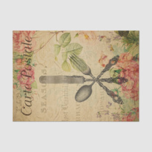 Papel De Seda Ephemera Francesa Postcard Cutlery Set Decoupage