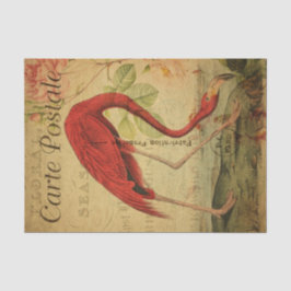 Papel De Seda Ephemera Francesa Postcard Flamingo Floral Decoupa