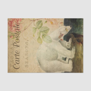 Papel De Seda Ephemera Francesa Postcard Polar Bear Decoupage
