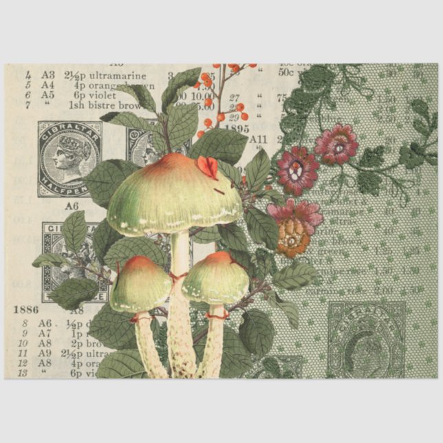 Papel De Seda Ephemera hongo serie de diseño #12 (Anverso)