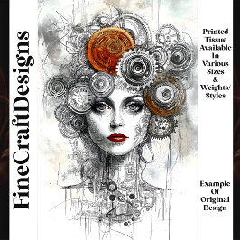 Papel De Seda Ephemera M9 Decoupage Mujer Mecánica Steampunk