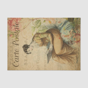 Papel De Seda Ephemera: Mujer francesa escribe en Pad Decoupage