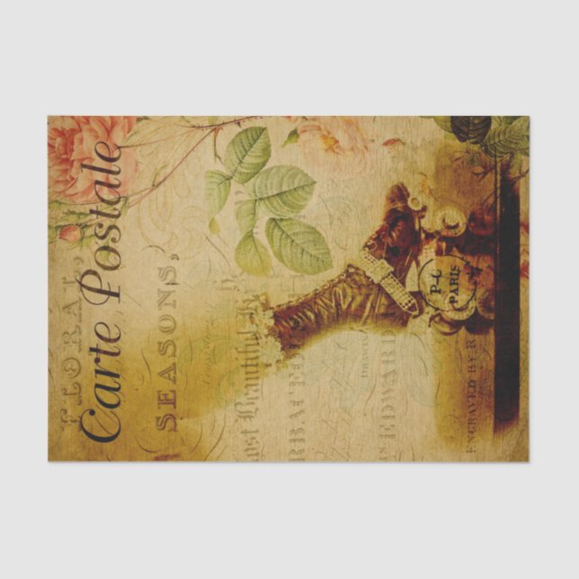 Papel De Seda Ephemera Mujer Leg Con Descarga De Rollo (Anverso)