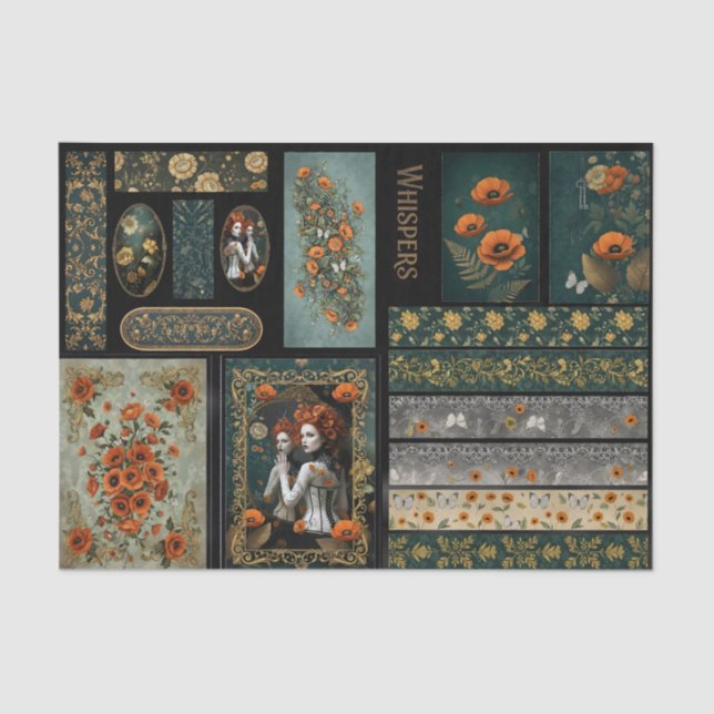 Papel De Seda Ephemera Poetic Gothic Motifs  (Anverso)