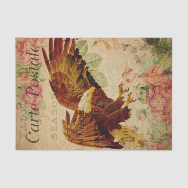 Papel De Seda Ephemera Postcard French Flying Eagle Decoupage (Anverso)