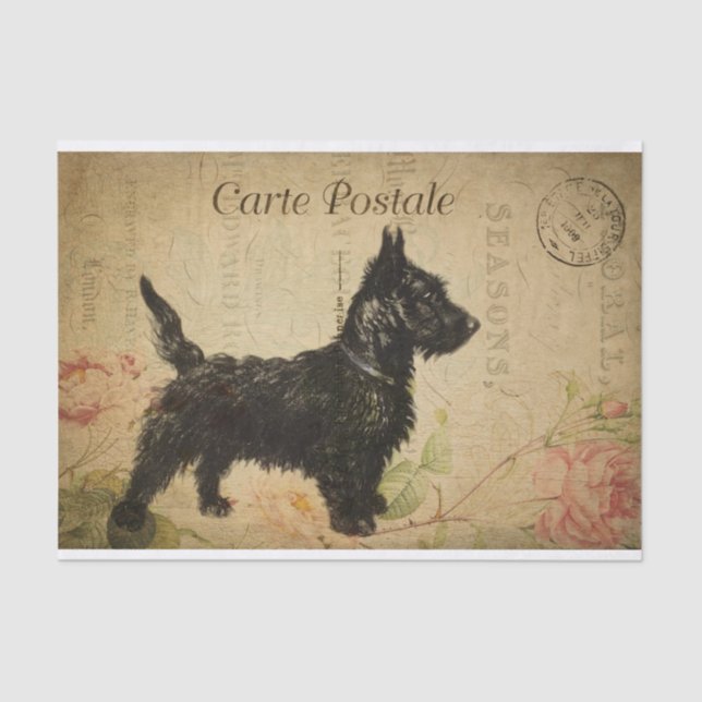 Papel De Seda Ephemera Postcard French Terrier Dog Decoupage (Anverso)