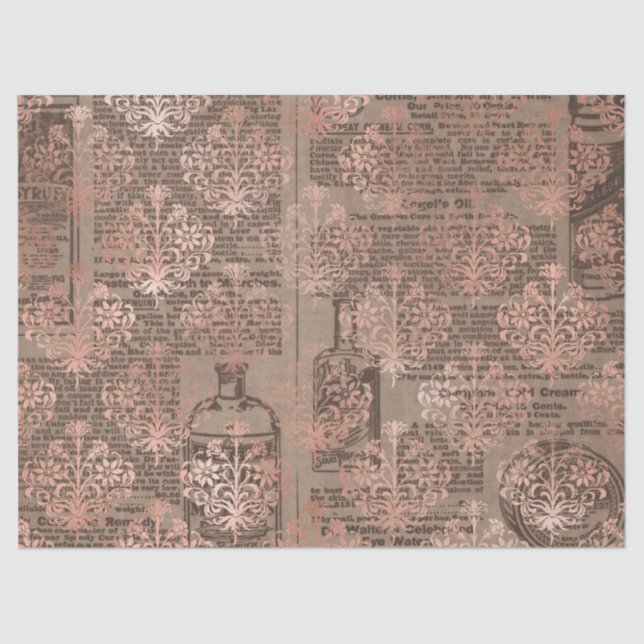 Papel De Seda Ephemera Rosa Gold Series Design 6 (Anverso)