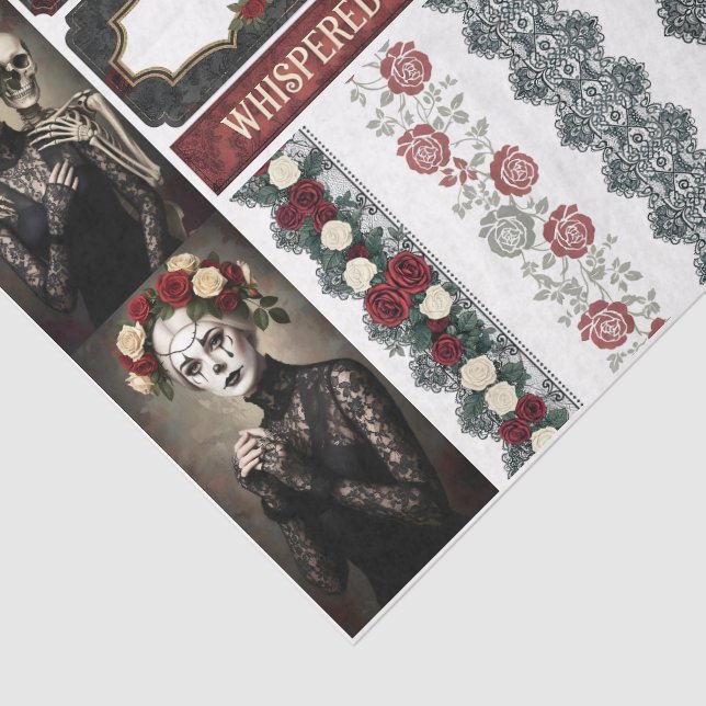 Papel De Seda Ephemera Sheet Gothic Rose Queen (Detalle)