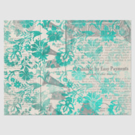 Papel De Seda Ephemera Turquoise Paper Series Design 4